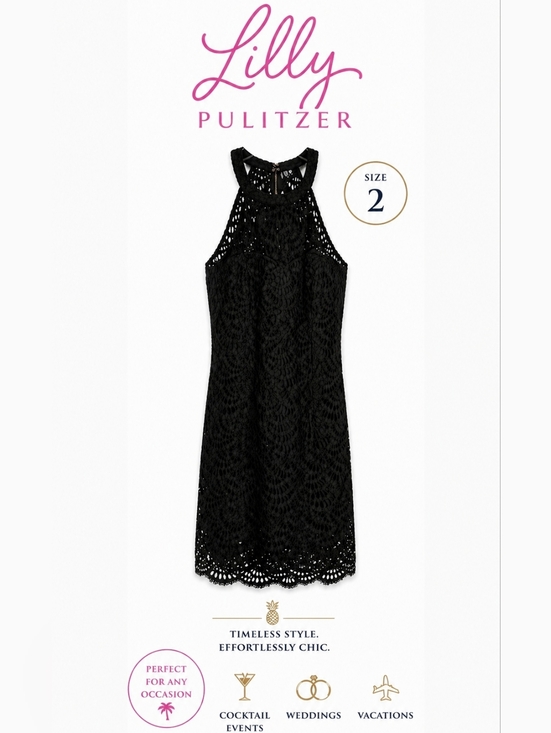 Lilly Pulitzer Dresses & Skirts - Lilly Pulitzer Black Lace Halter Dress Size 2 | Eyelet Midi Cocktail Dress